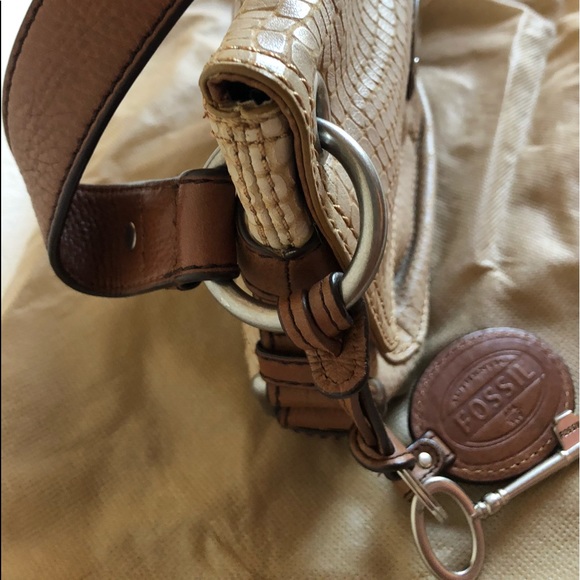 FOSSIL MADDOX SNAKE PRINT TAN/BROWN LEATHER 👜 - Picture 9 of 17